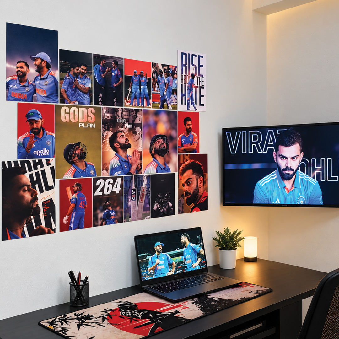 VIrat Kohli X Rohit Sharma wall set | Indian Cricket - 17 Posters